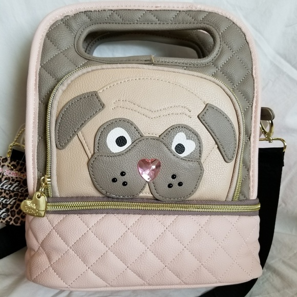 betsey johnson pug lunch bag